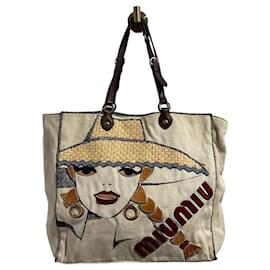 Miu Miu Tasche Canvas beige