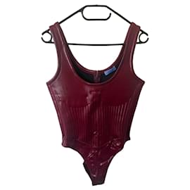 Body Corset Mugler Bordeaux Efecto Cuero – Talla 40 – Muy Buen Estado - Thierry Mugler