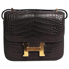 Borsa Constance in alligatore grigio scuro - Hermès