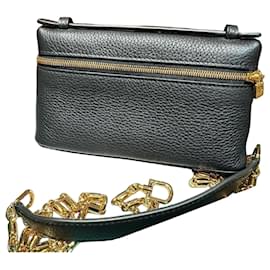 Borsa a tracolla in pelle nera Loro Piana