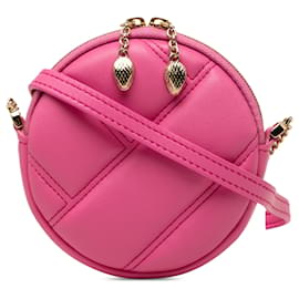 Bulgari Borsa a tracolla Serpenti Cabochon rotonda in pelle rosa Bvlgari
