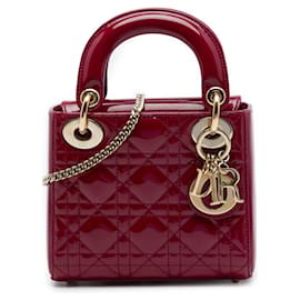Lady Dior mini in vernice rosso cannage