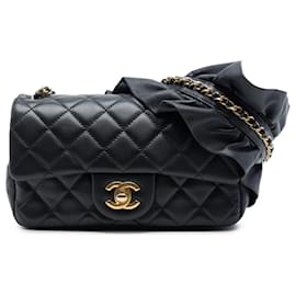 Chanel Black Mini Rectangular Classic Lambskin Romance Single Flap