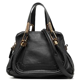 Chloé Paraty Satchel aus kleinem schwarzem genarbtem Leder