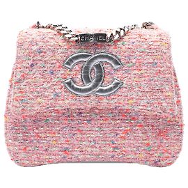 Chanel Pink CC Confetti Tweed Flap