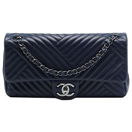 Chanel Blue Medium Lambskin CC Crossing Flap