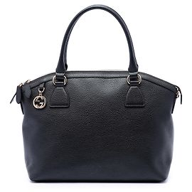 Borsa satchel Gucci Black Medium Calfskin GG Charm Dome