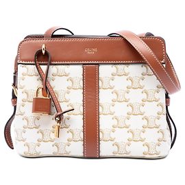 Céline Celine Borsa Cabas De France in tela rivestita Teen Triomphe bianco Crossbody