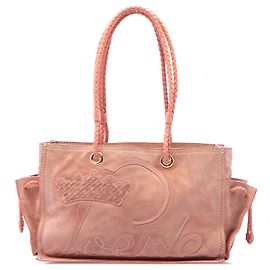 Bolso LOEWE Pink Suede Crown Logo Shopper Tote