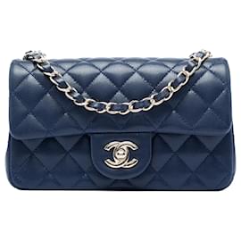 Chanel Blue Mini Rectangular Classic Caviar Single Flap