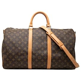 Louis Vuitton Marrone Monogram Keepall Bandouliere 50
