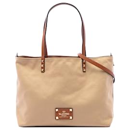 Tote reversibile Valentino Beige Canvas Rockstud Glam Lace