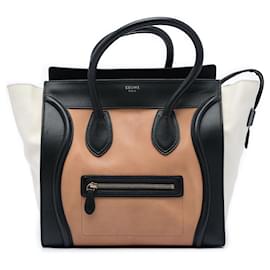 Céline Celine Mini Luggage Tote aus Leder in Tricolore Braun