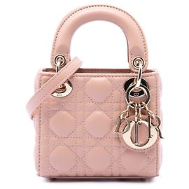 Lady Dior in micro agnello rosa cannage Dior