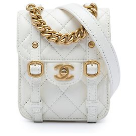 Chanel White Mini Aged Calfskin City School Flap