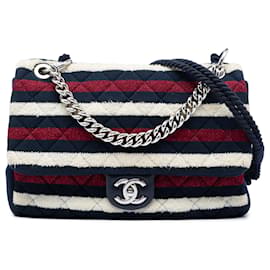 Chanel Blue Jumbo Stripe Jersey in Feltro e Corda Flap