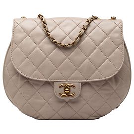 Chanel Beige Medium Aged Calfskin Bubble CC Flap