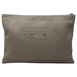 Clutch Balenciaga in pelle di vitello marrone Motocross Blackout