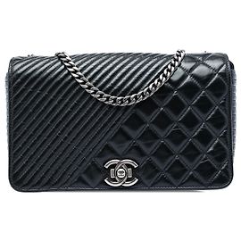Chanel Black Medium Quilted Aged Calfskin Coco Boy Flap