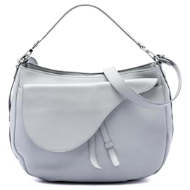 Borsa Saddle Soft in pelle di vitello granulata grigia Dior