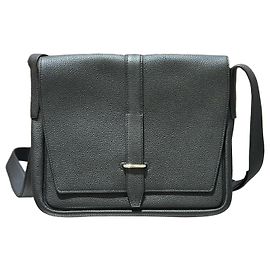 Borsa a tracolla Hermès Steve Light Junior Black Silver Buckle Togo Leather Messenger Bag Crossbody