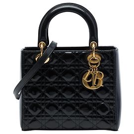 Dior Lady Dior Cannage nero medio in vernice