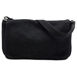Borsa a tracolla in lana nera Prada
