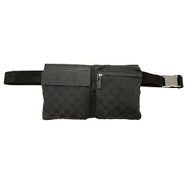Borsa a tracolla con doppio taschino in tela GG nera Gucci