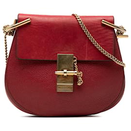Chloé Drew Crossbody in pelle di vitello liscia e granulata rossa, piccola