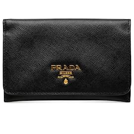 Prada Black Saffiano Bifold Kleine Geldbörse