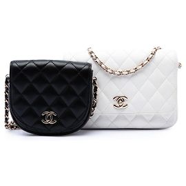 Chanel White CC Quilted Lambskin Side Packs Flap