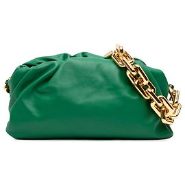 Pochette con catena in agnello verde Bottega Veneta
