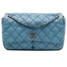 Chanel Blue Medium Quilted Calfskin Natural Beauty Split Pocket Flap