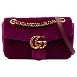 Bolsa de ombro Gucci Purple Medium GG Marmont Matelasse Velvet