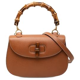 Gucci Pelle di vitello granulata marrone Bamboo Night