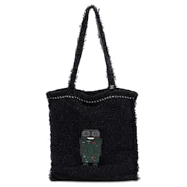 Chanel Robot Tweed Shopping Tote mit schwarzer Harzverzierung Large