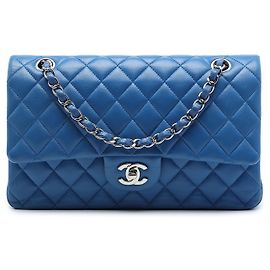 Chanel Blue Medium Classic Lambskin Double Flap