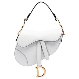 Borsa Saddle Dior bianca in pelle di vitello granulata