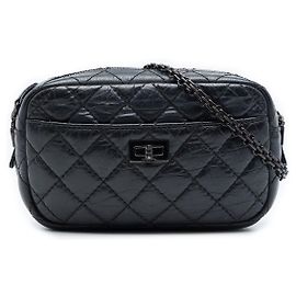 Borsa Camera Reissue Chanel in pelle di vitello invecchiato trapuntato nero mini