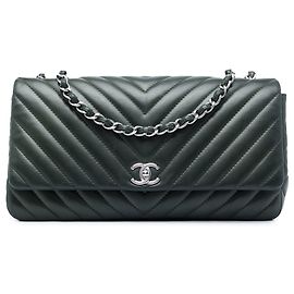 Chanel Green CC Chevron Lambskin Single Flap