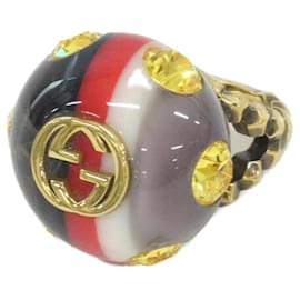 Anel Gucci 539112 com aro dourado multicolorido