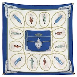 Hermès FASCIA VINTAGE HERMES CNEP LES BANQUIERS 1955 QUADRATO DI SETA 90 BLU