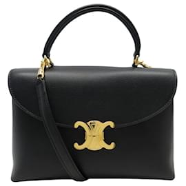 Céline NUOVA BORSA CELINE NINO MEDIUM 117523 PELLE GRANULATA NERA A SPALLA