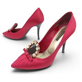 SCARPE LOUIS VUITTON CHRISTMAS XKAE1J DECOLTÉ 37.5 SATIN ROSSO