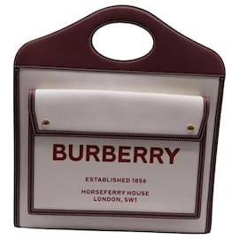Borsa Tote Burberry Medium Pocket in tela bianca