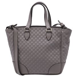 Borsa Tote a manico Gucci Small Bree Micro Guccissima in pelle grigia