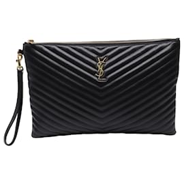 Pochette Saint Laurent Cassandre Matelassé en cuir de veau noir - Yves Saint Laurent