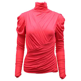 Top fruncido Jalford de Isabel Marant en viscosa rosa neón
