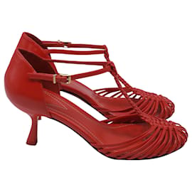 Décolleté con cinturino intrecciato in pelle rossa Zimmermann