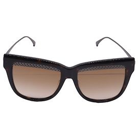 Bottega Veneta BV0074S 002 Eckige Sonnenbrille aus braunem Metall